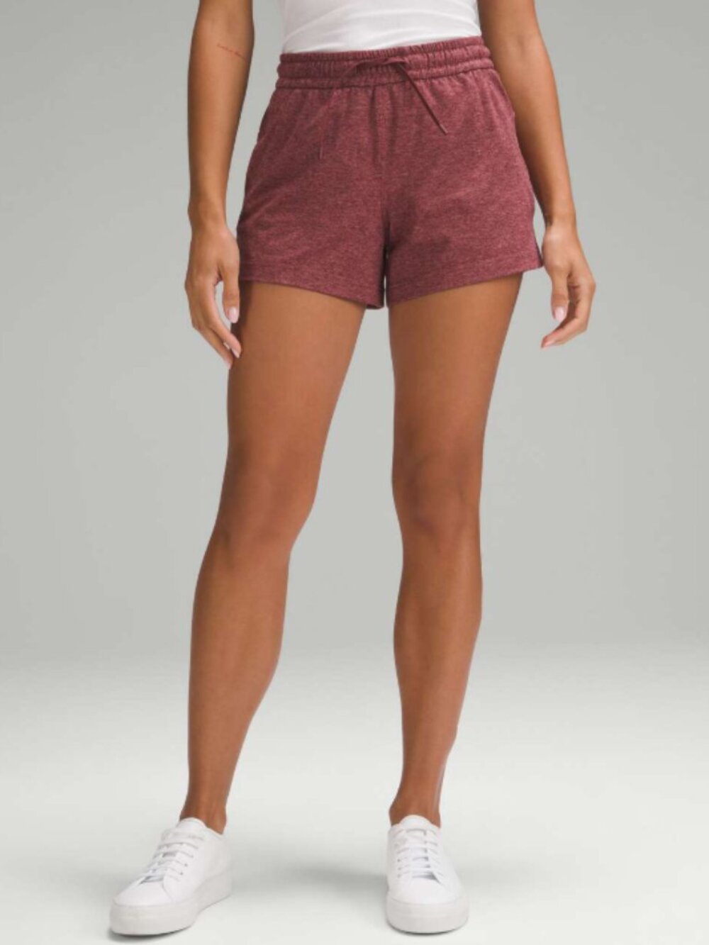 Lululemon Soft Jersey Mid-Rise Short in Heathered Red Merlot
